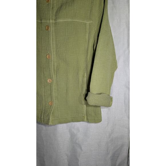 Focus Womens Green Textured Knit Jacket Sz S Button Up Long Sleeve Cardigan Boho - Picture 3 of 7